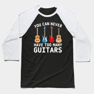 Guitar bass acoustic classic electric white text Baseball T-Shirt